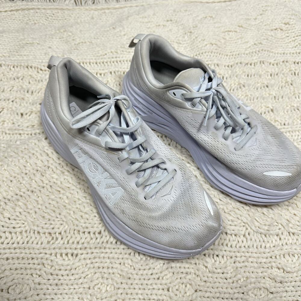 HOKA ONE ONE Bondi 8 Women’s 10B Running Shoes Gray Cushion Road Sneaker